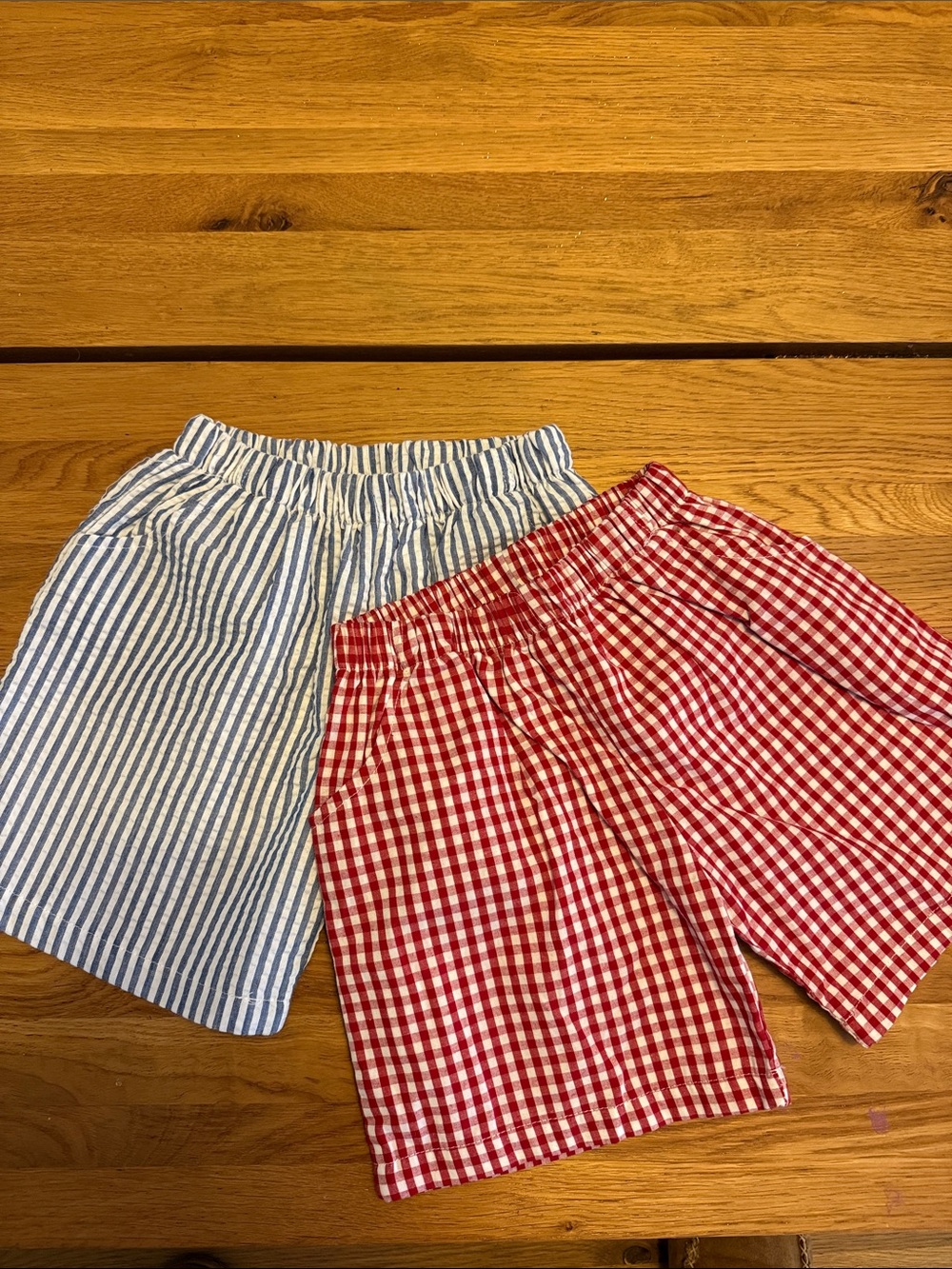 Low country littlewear boys  Elastic Waist Shorts - Blue Stripe & Red Gingham